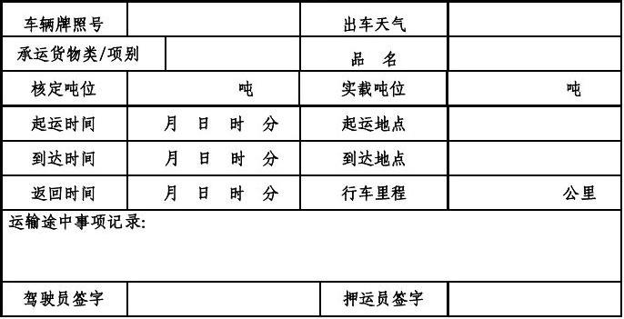 道路普通货物运输车辆行车日志（模板）